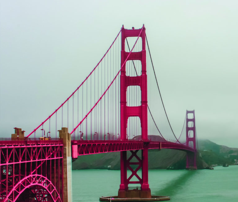 Golden Gate Bridge colored pink