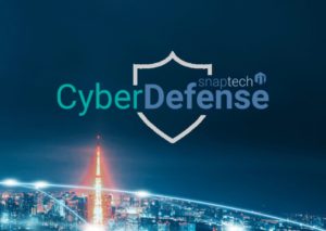 CyberDefense graphic over city
