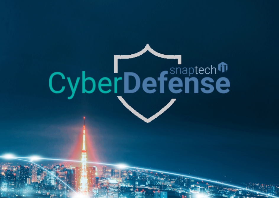 CyberDefense graphic over city