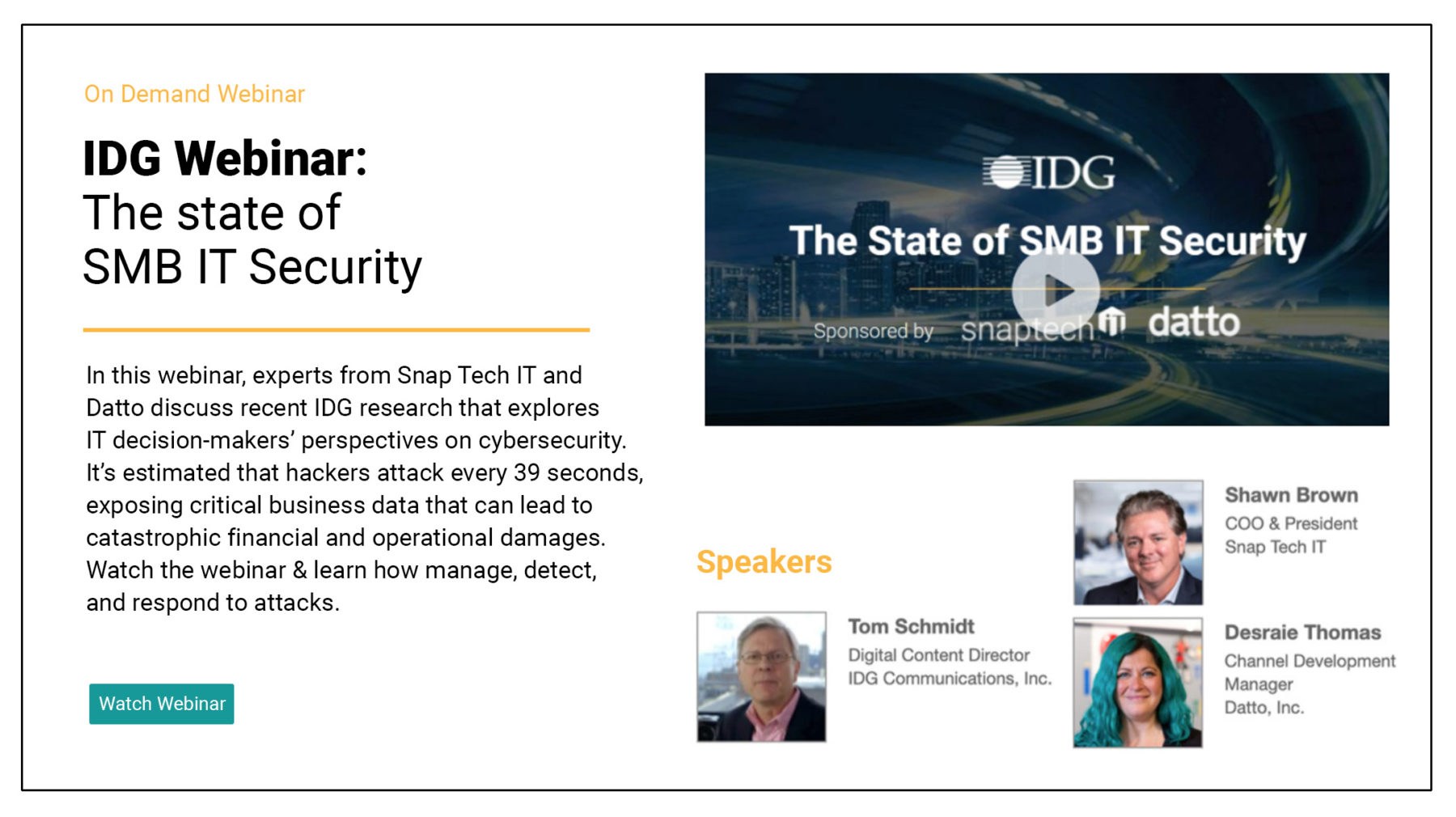 IDG webinar Call out on blog