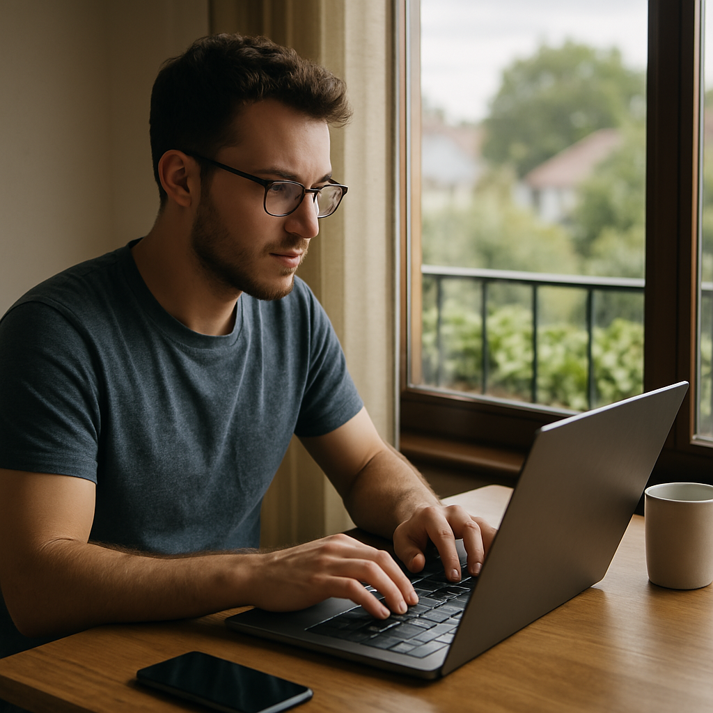 working remotely from a home office
