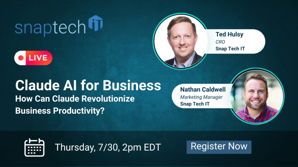 Snap Tech IT invitation to Claude AI for Business webinar