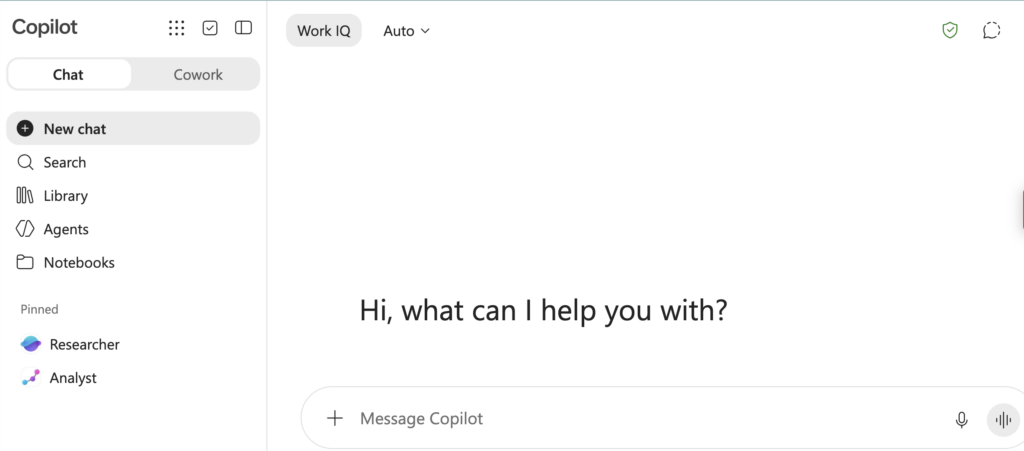 Screenshot of Copilot Chat